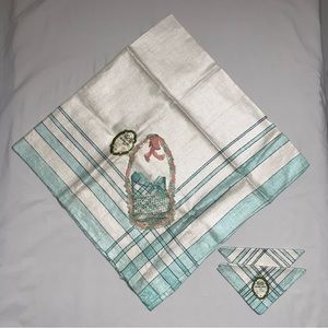 NWT Antique Linen Crochet Tablecloth White Green  T.C All Pure Czech Collectible